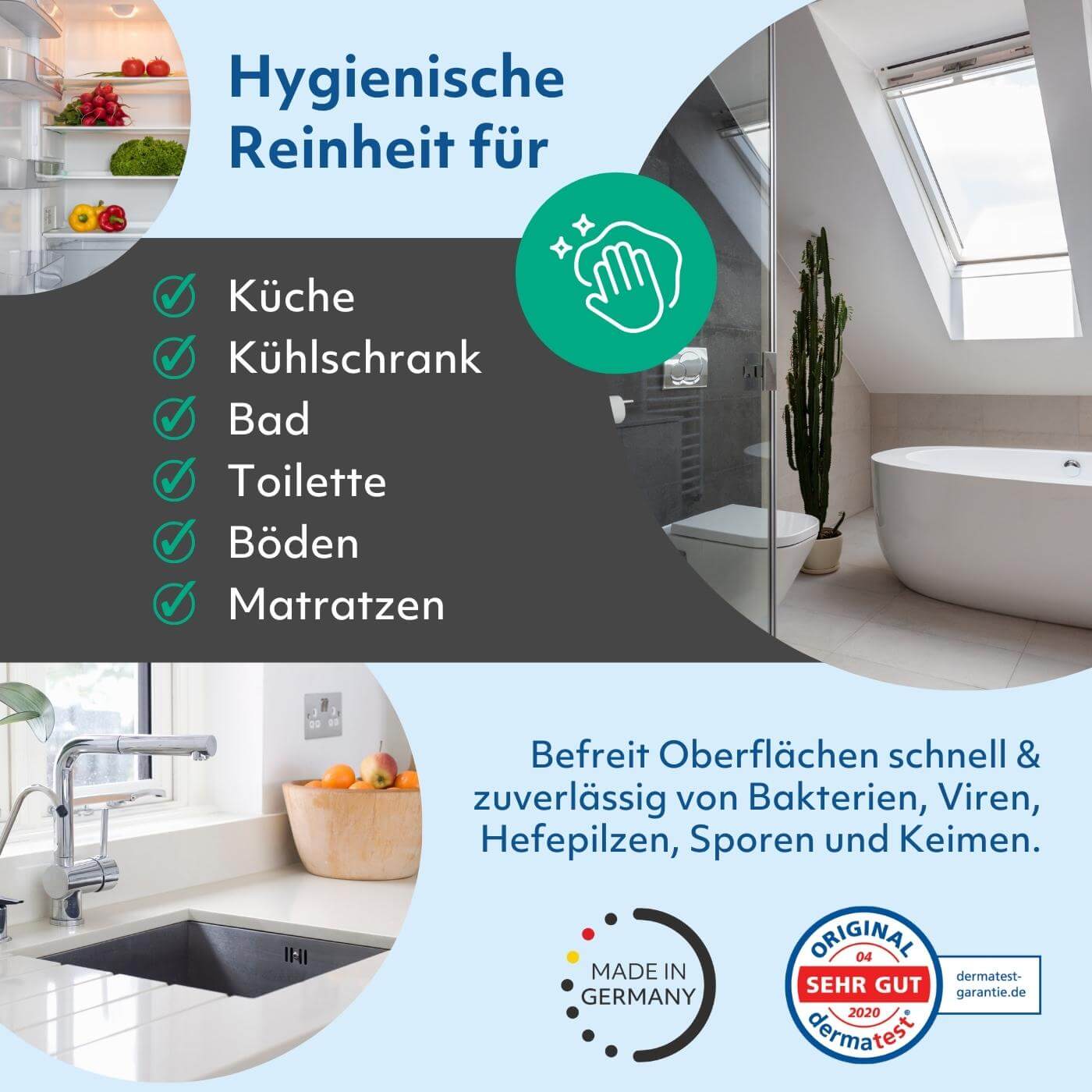 Alkoholfreie Desinfektion Fläche & Raum - 250 ml Sprühflasche
