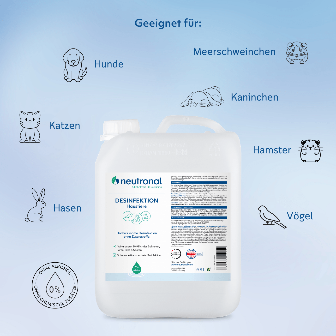 Alkoholfreie Desinfektion Haustiere - 5 l
